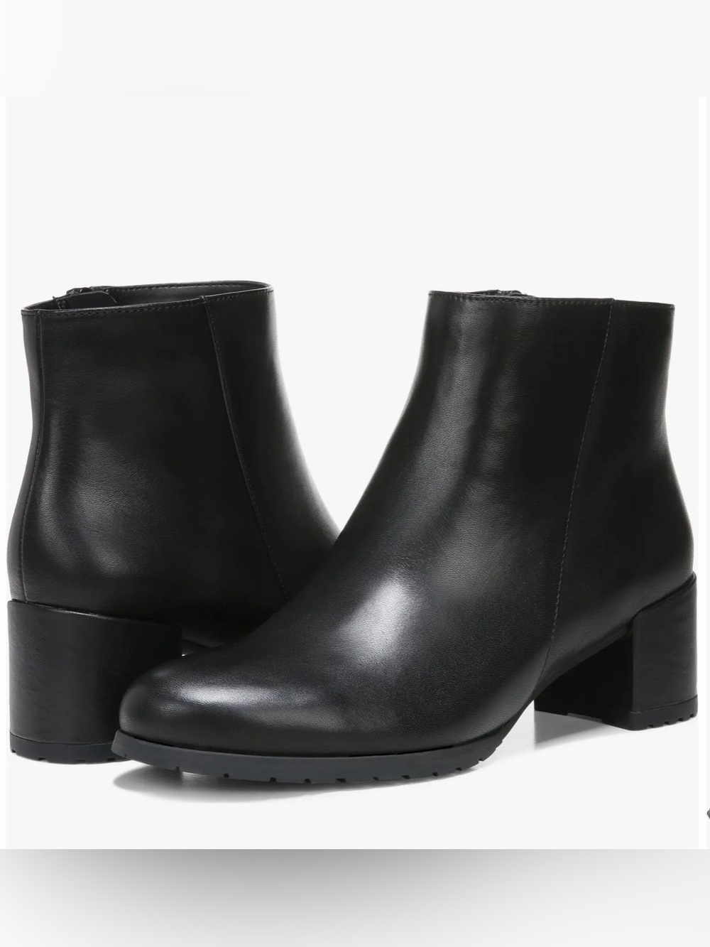 Naturalizer Black Leather Ankle Boots with Block Heel Size 7.5
